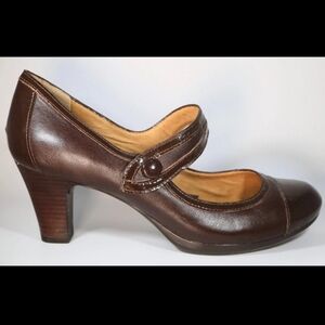 Nurture Brigita Women's Leather Mary Jane Pumps Shoes, Brown, Size 8.5